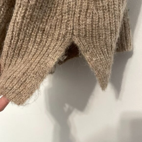 JOIE Arne Sleeveless Sweater Tan Brown Fuzzy Chunky Knit ALPACA Blend Pullover - Picture 9 of 13